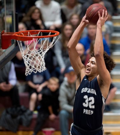 Gonzaga Prep’s Anton Watson  dunks the ball against Mt. Spokane  on  Dec. 4, 2018, at Mt. Spokane High. (Tyler Tjomsland / The Spokesman-Review)