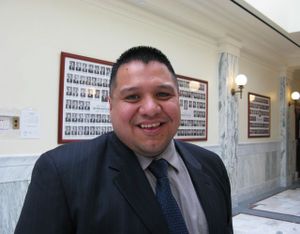Chief Allan, chairman of the Coeur d'Alene Tribe, was surprised and happy after a House committee voted unanimously to introduce the tribe's proposed law-enforcement legislation on Tuesday. (Betsy Russell)