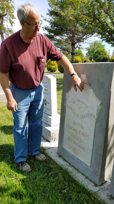 Former city of Lewiston mason Russ Boland encased crumbling historic headstones in concrete, allowing the original headstones to be restored to the graves at the Normal Hill Cemetery at Lewiston. (Pete Caster / Lewiston Tribune)