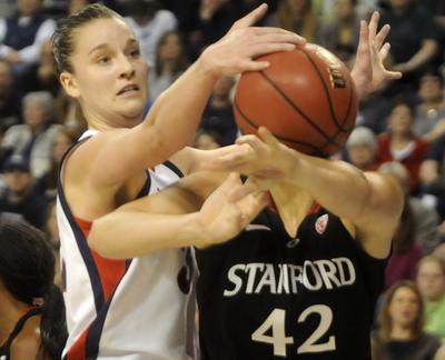 Kayla Standish of Gonzaga, left, will show her stuff at the USA Women's World University Games team tryouts. (J. Rayniak / The Spokesman-Review)