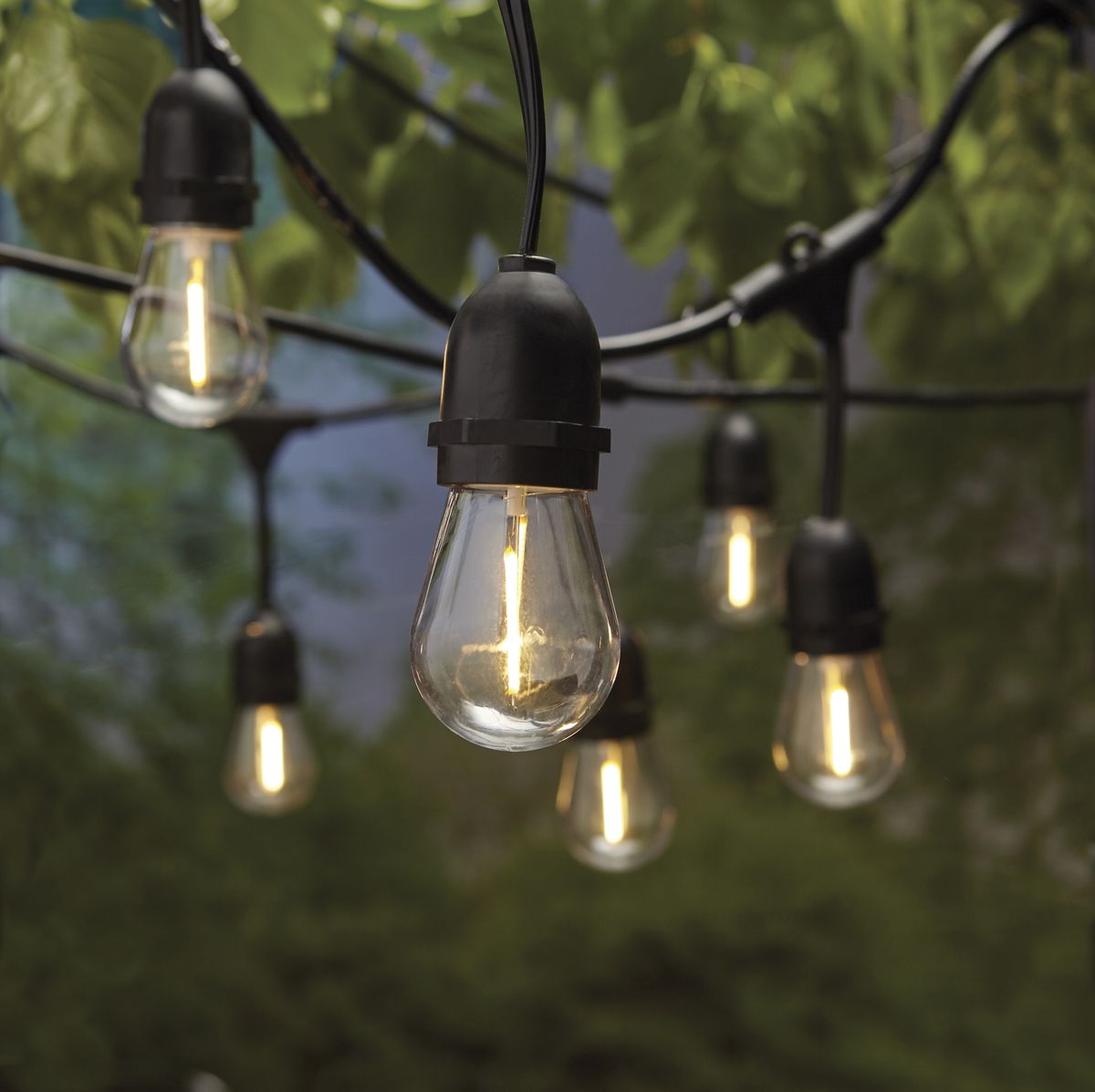 Max Humphrey recommends Edison-style string lights, such as these Hampton Bay LED lights from Home Depot, $49.97 for a 48-foot string with 24 lights.  (Home Depot)