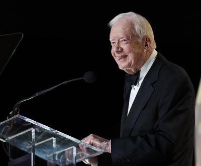 Former President Jimmy Carter speaks during his presentation of the Voice of Music Award to Trisha Yearwood during the 53rd Annual ASCAP Country Music Awards at the Omni Hotel on Nov. 2 in Nashville,Tenn.