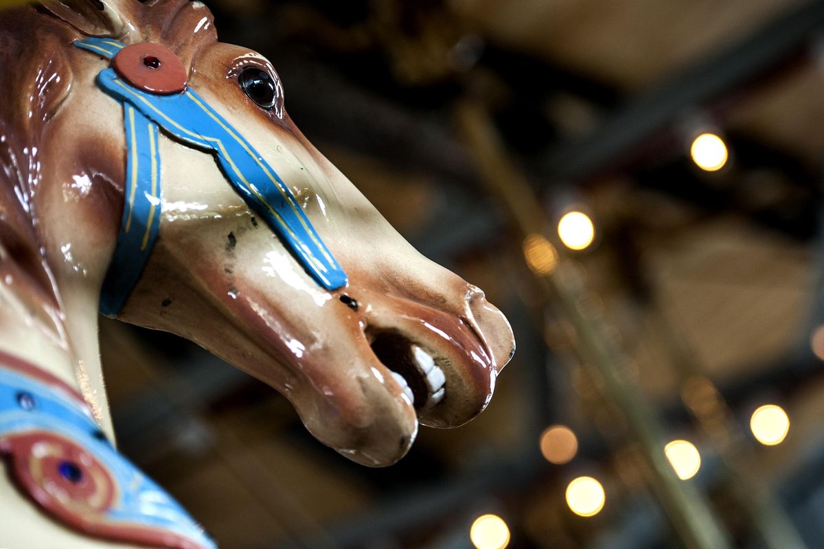 Coeur d’Alene’s Historic Playland Pier Carousel is photographed on Tuesday, June 6, 2017. The grand opening is Friday, June 9, 2017. (Kathy Plonka / The Spokesman-Review)