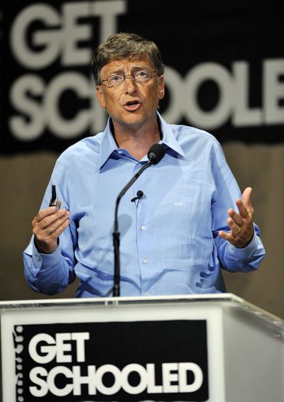 Microsoft co-founder Bill Gates speaks at the “Get Schooled” conference in Los Angeles in September.  (File Associated Press / The Spokesman-Review)