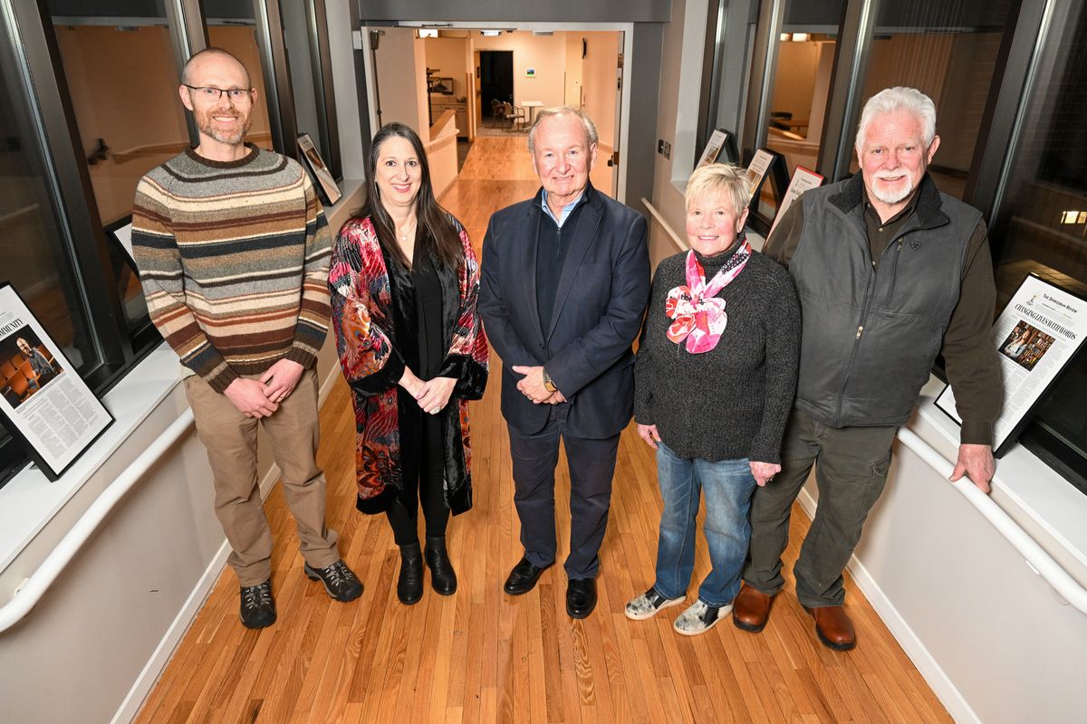 Johnny Edmondson, April Anderson, Dr. Mark Anderson, and Bev and Terry Rees attended the Diference Makers reception Tuesday at the Chronicle Building in Spokane. The five were honored for their accomplishments over the past year as part of a series of stories in The Spokesman-Review, sponsored by Numerica Credit Union. (Jesse Tinsley/THE SPOKESMAN-REVIEW)