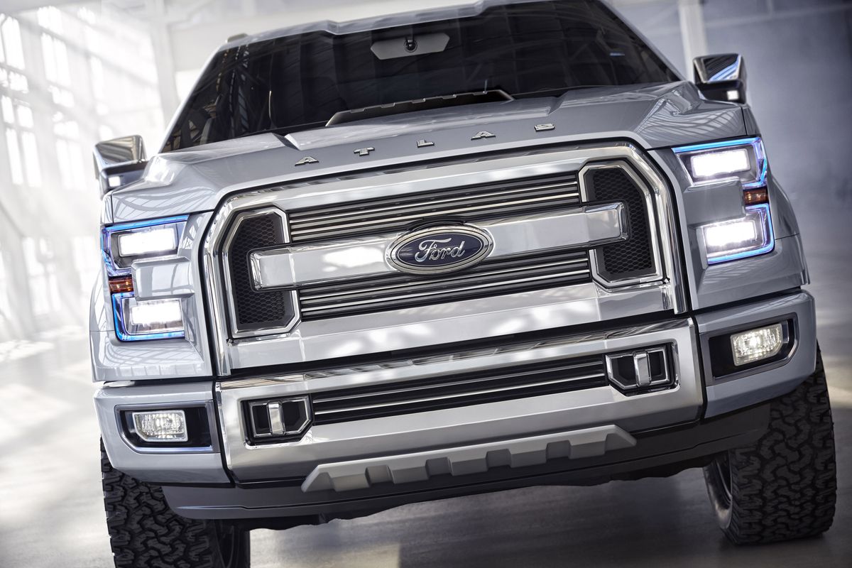 Ford Atlas Concept: Active Grille Shutters, Active Wheel Shutters, a Drop-Down Chin Spoiler all add efficiency through aerodynamics. (1/15/13) (Ford / Ford)