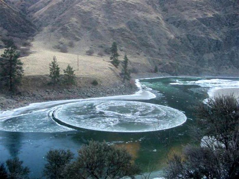 Photographer Gary Lane, who does Salmon River rafting with Wapiti River Guides in Idaho, captured this image of a rare natural phenomenon that occurs in slow moving water in cold climates.  (Gary Lane / Wapiti River Guides)