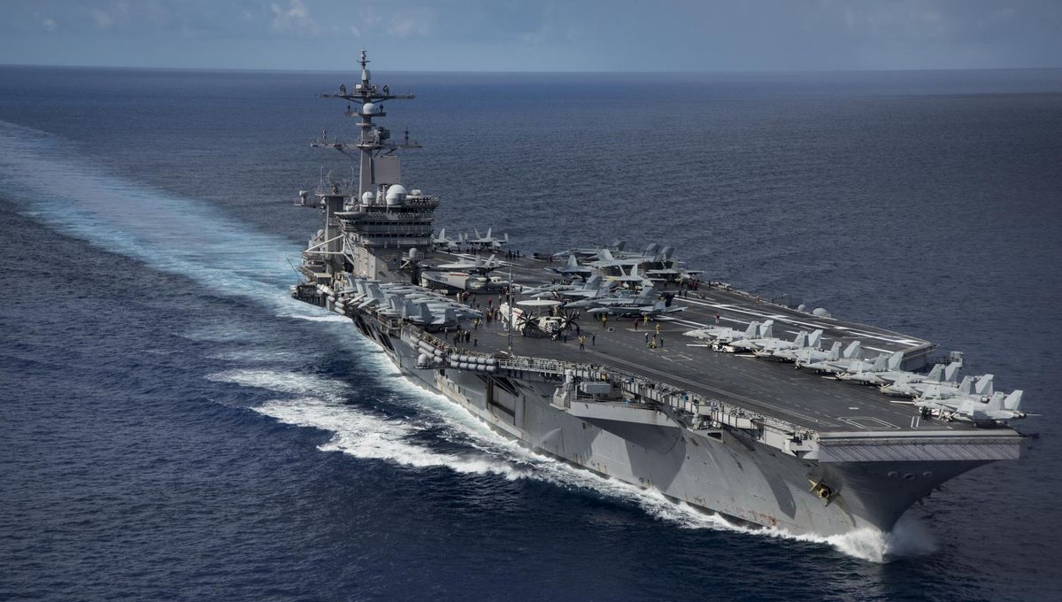 In this April 23, 2017 photo released by the U.S. Navy, the Nimitz-class aircraft carrier USS Carl Vinson transits the Philippine Sea while conducting a bilateral exercise with the Japan Maritime Self-Defense Force. The aircraft carrier will be heading toward the Korean Peninsula for a joint exercise with South Korea. (Mass Communication Specialist 2nd Class Z.A. Landers / AP)