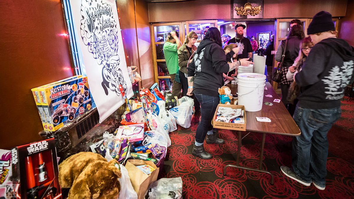 Spokane glass artists have hosted a movie night at the Garland Theater for five years, raising
funds and collecting toys for local families in need. (Kirk Meyer Design)