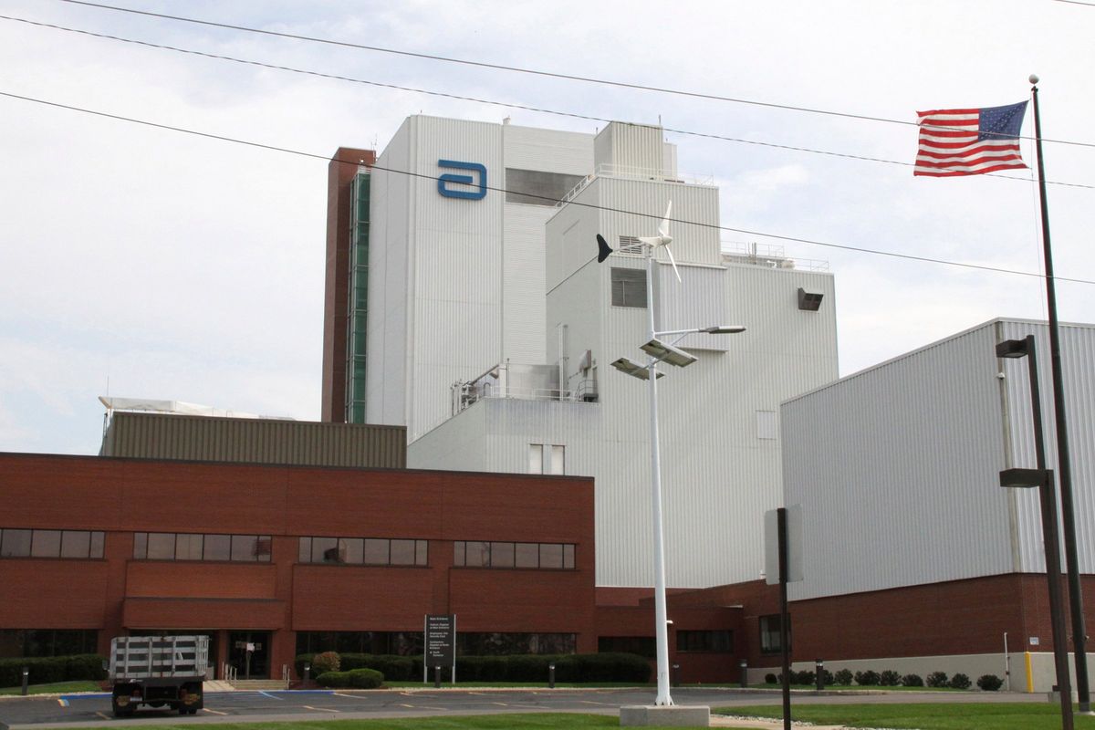 An Abbott Laboratories manufacturing plant is shown in Sturgis, Mich., on Sept. 23, 2010. Abbott Nutrition has restarted production at the Michigan baby formula factory that’s been closed for months due to contamination, the company said Saturday.  (Brandon Watson)