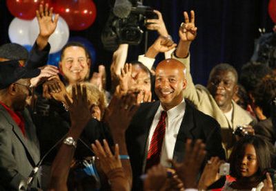 
New Orleans Mayor Ray Nagin speaks to his supporters at his victory party in New Orleans on Saturday. Nagin claimed victory over challenger Lt. Gov. Mitch Landrieu.
 (Associated Press / The Spokesman-Review)
