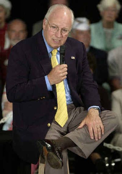 
Vice President Dick Cheney speaks during a town hall meeting Tuesday in Davenport, Iowa.
 (Associated Press / The Spokesman-Review)