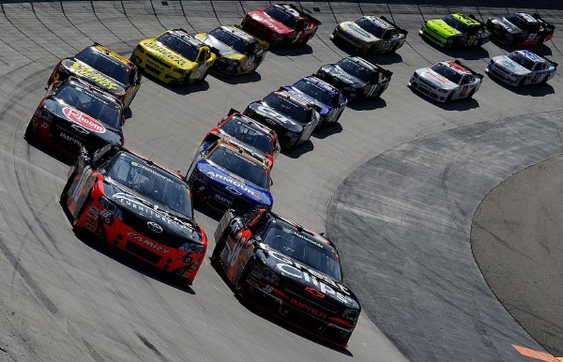Kyle Busch and Kasey Kahne battle for the NASCAR Nationwide Series lead at Bristol. (Photo Credit: Jared C. Tilton/Getty Images for NASCAR) (Jared Tilton / Getty Images North America)