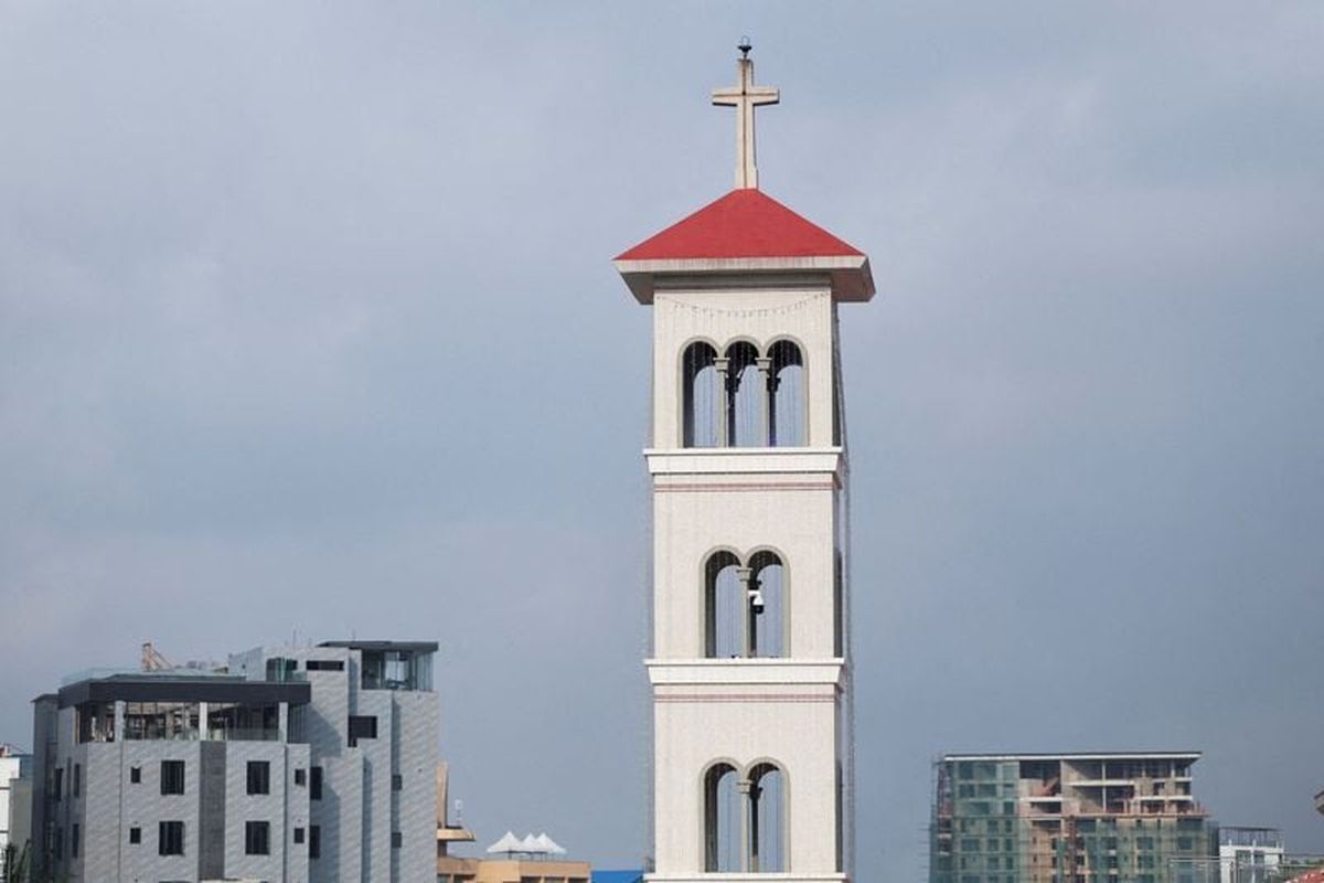 A cross at the Church of Assumption is seen, following the U.S. airstrikes against Islamic State militants, according to U.S. President Donald Trump and the U.S. military, in Ikoyi, Lagos, Nigeria on Dec. 26, 2025. (Sodiq Adelakun/Reuters)