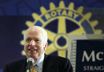 
Republican presidential hopeful Sen. John McCain, R-Ariz., outlines his health care plan during a Rotary Club of Des Moines meeting Thursday. Associated Press
 (Associated Press / The Spokesman-Review)