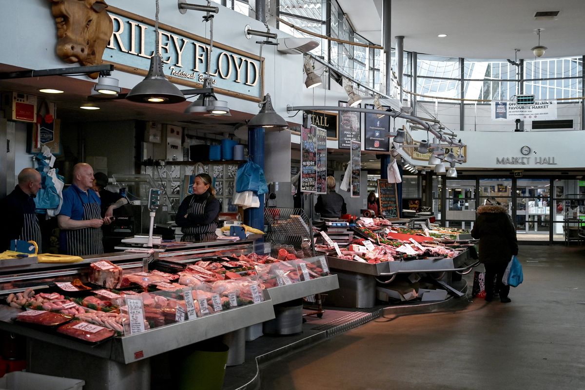 FILE -- A meat market in Bury, England, April 27, 2022. Consumer prices in Britain rose 10.1 percent last month from a year earlier, the fastest pace in 40 years, squeezing household budgets. (Mary Turner/The New York Times)  (MARY TURNER)
