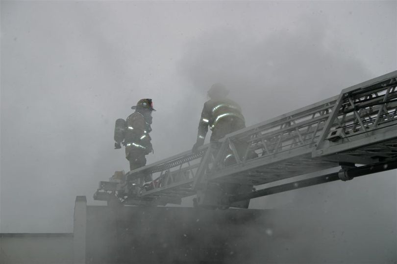 Spokane Valley Fire Department crews tackled the Manor Vale Apartments fire on March 1, 2011. (Photo courtesy Spokane Valley Fire Department)