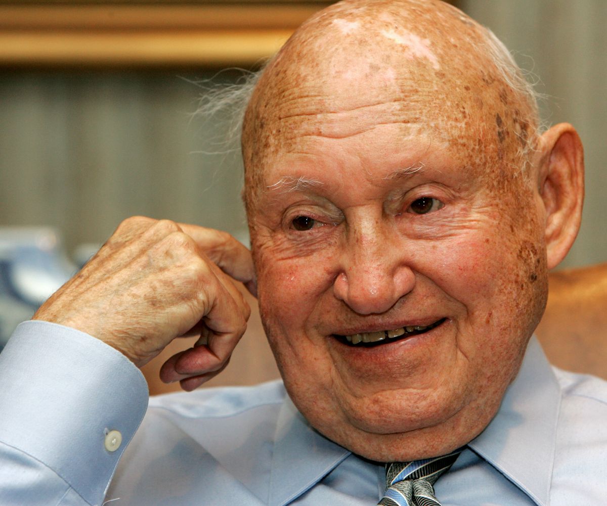 FILE - In this July 26, 2006 file photo, Chick-Fil-A founder Truett Cathy reacts during an interview at his corporate headquarters office in Hapeville, Ga. It is not entirely clear wether Chick-fil-a has definitely ended its financial support for groups that oppose same-sex unions. But a statement issued by the company Wednesday, Sept. 20, 2012, just months after its chief spoke against gay marriage, indicates it now plans to keep its distance from the more controversial views held by its Southern Baptist owners. (Ric Feld / Associated Press)