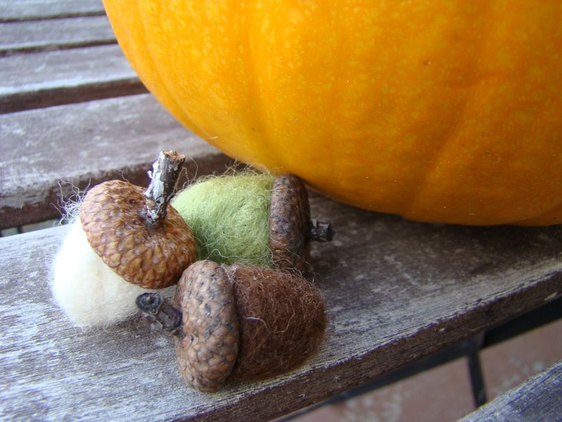 Felted wool acorns: natural fiber, natural decor.  (Maggie Bullock)