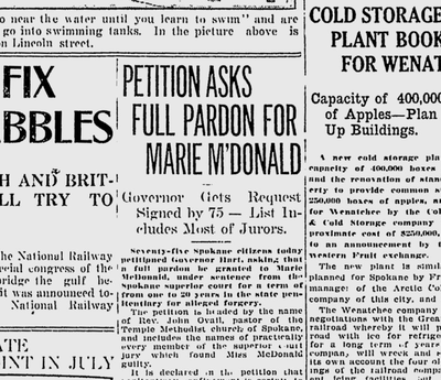 The petition was prompted by the convicted woman’s recent diagnosis with “incipient pulmonary tuberculosis.” (Spokane Daily Chronicle archives)