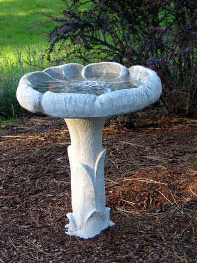 
You'll draw attention to your birdbath by changing the water regularly.
 (Cheryl-Anne Millsap / The Spokesman-Review)