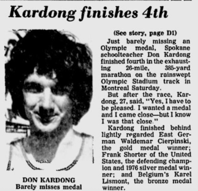 On this day 50 years ago, Spokane schoolteacher Don Kardong missed a medal in the Olympic marathon in Montreal by 3 seconds.  (S-R Archives)