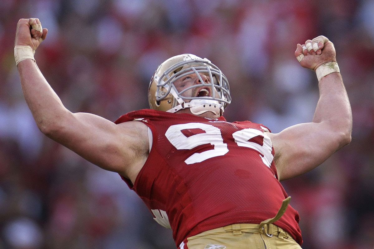 Justin Smith and the San Francisco 49ers muscled their way past the New Orleans Saints on Saturday. (Associated Press)