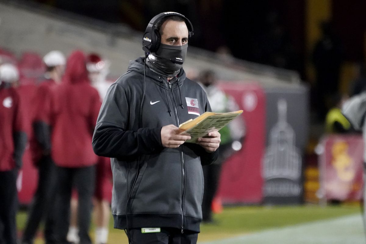 Washington State coach Nick Rolovich looks on from the sidelines during a Pac-12 game Dec. 6 at USC.  (Theo Lawson / The Spokesman-Review)
