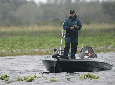 
Luke Clausen's biggest largemouth bass weighed  5 pounds, 13 ounces, winning him the Big Bass award.
 (Photo courtesy Bassmaster.com / The Spokesman-Review)