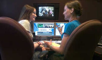 
Mallory, left, and Megan Schuyler collaborate on a video edit at North by Northwest Productions on Thursday. 
 (Christopher Anderson / The Spokesman-Review)