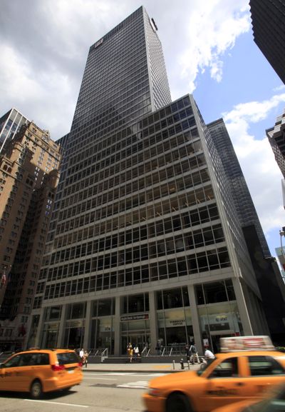 The 40-story 1330 Avenue of the Americas building in New York, aka the Financial Times building, recently sold for $100,000 to a Canadian pension fund unit. (Associated Press / The Spokesman-Review)