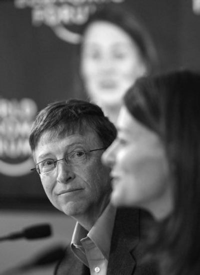 
Bill Gates, chairman of Microsoft, and Melinda Gates speak Friday on behalf of the GAVI Alliance  during the World Economic Forum  in Davos, Switzerland. 
 (Associated Press / The Spokesman-Review)