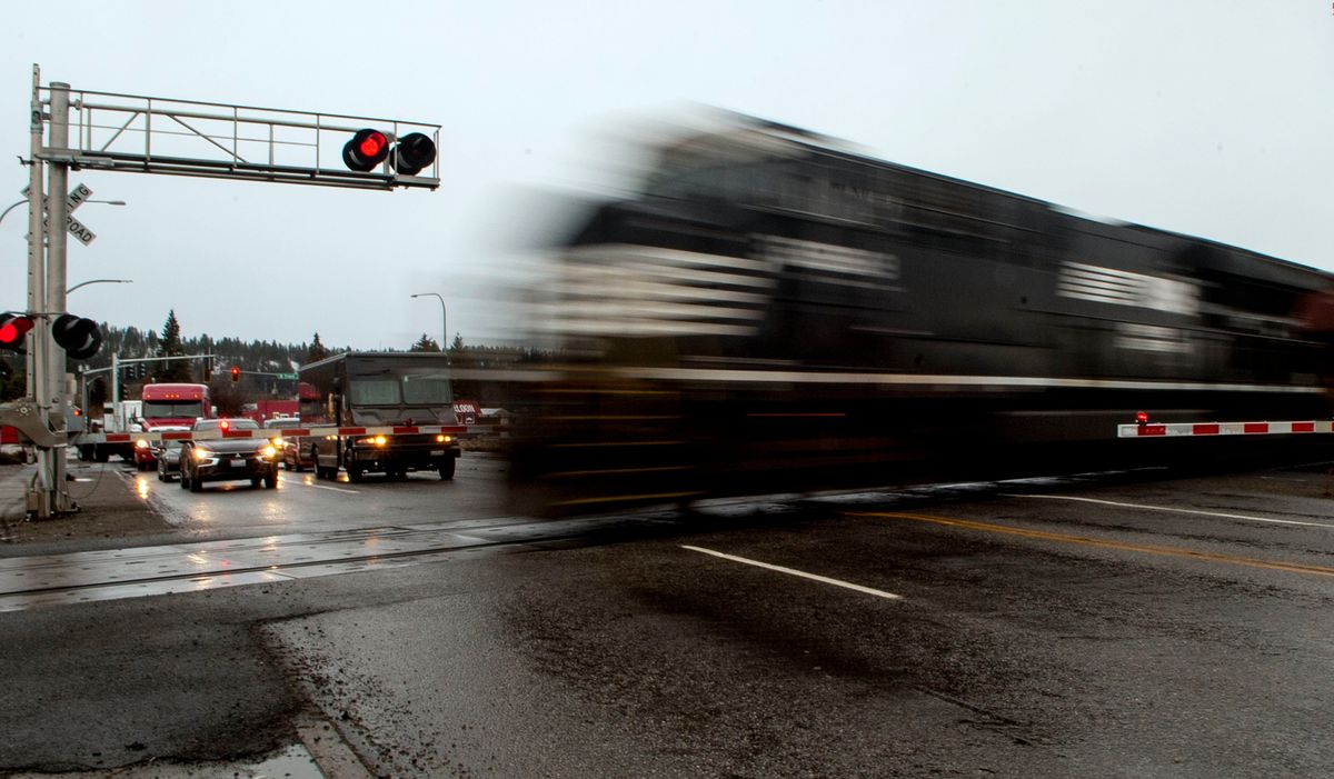 Commuters won’t have to wait for trains to pass through Pines Road after Spokane Valley builds an underpass funded by USDOT.  (Kathy Plonka/The Spokesman-Review)