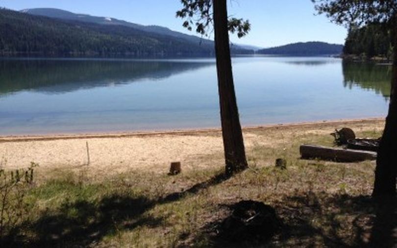 This is the lakefront at one of the Priest Lake cabin sites that's up for auction Aug. 18-19. This particular site, at 44 Pinto Point Rd., is unleased but has an existing cabin; its starting bid is $538,604. (Idaho Department of Lands)