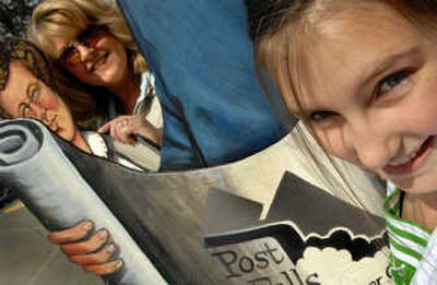 
Ponderosa Elementary fifth-grader Maddy Baker, right, and local artist Linda Fabrizius, have been pushing for a historical walking tour of downtown Post Falls highlighting life-size depictions of local historical leaders they plan to put up around town. 
 (Kathy Plonka / The Spokesman-Review)