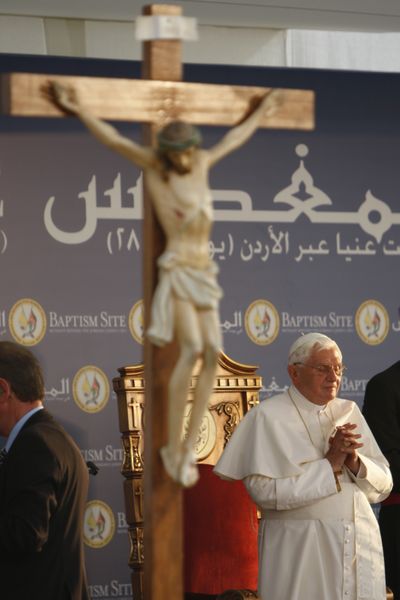 Pope Benedict XVI, right, leads a prayer service during his visit to the Bethany beyond the Jordan river, the site of Christ’s baptism, west of Amman, Jordan, on Sunday.  (Associated Press / The Spokesman-Review)