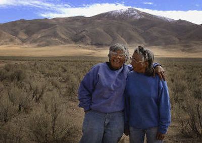
Carrie Dann, left, is pictured with her late sister, Mary Dann,  on their Nevada ranch  in a  photo taken Oct. 3, 2002. 
 (File Associated Press / The Spokesman-Review)