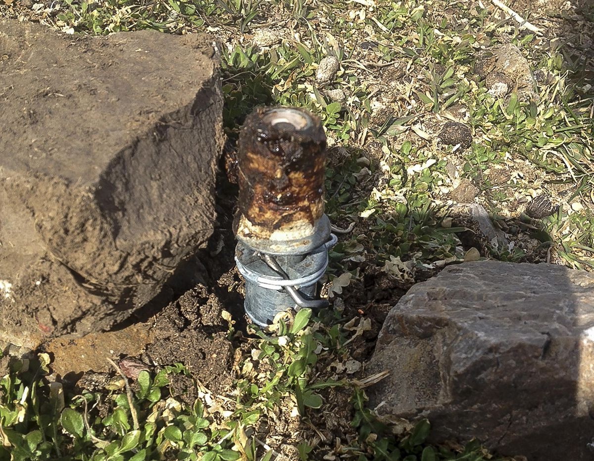 This Thursday, March 16, 2017 file photo released by the Bannock County Sheriff’s Office shows an M-44 cyanide device in Pocatello, Idaho. U (AP)