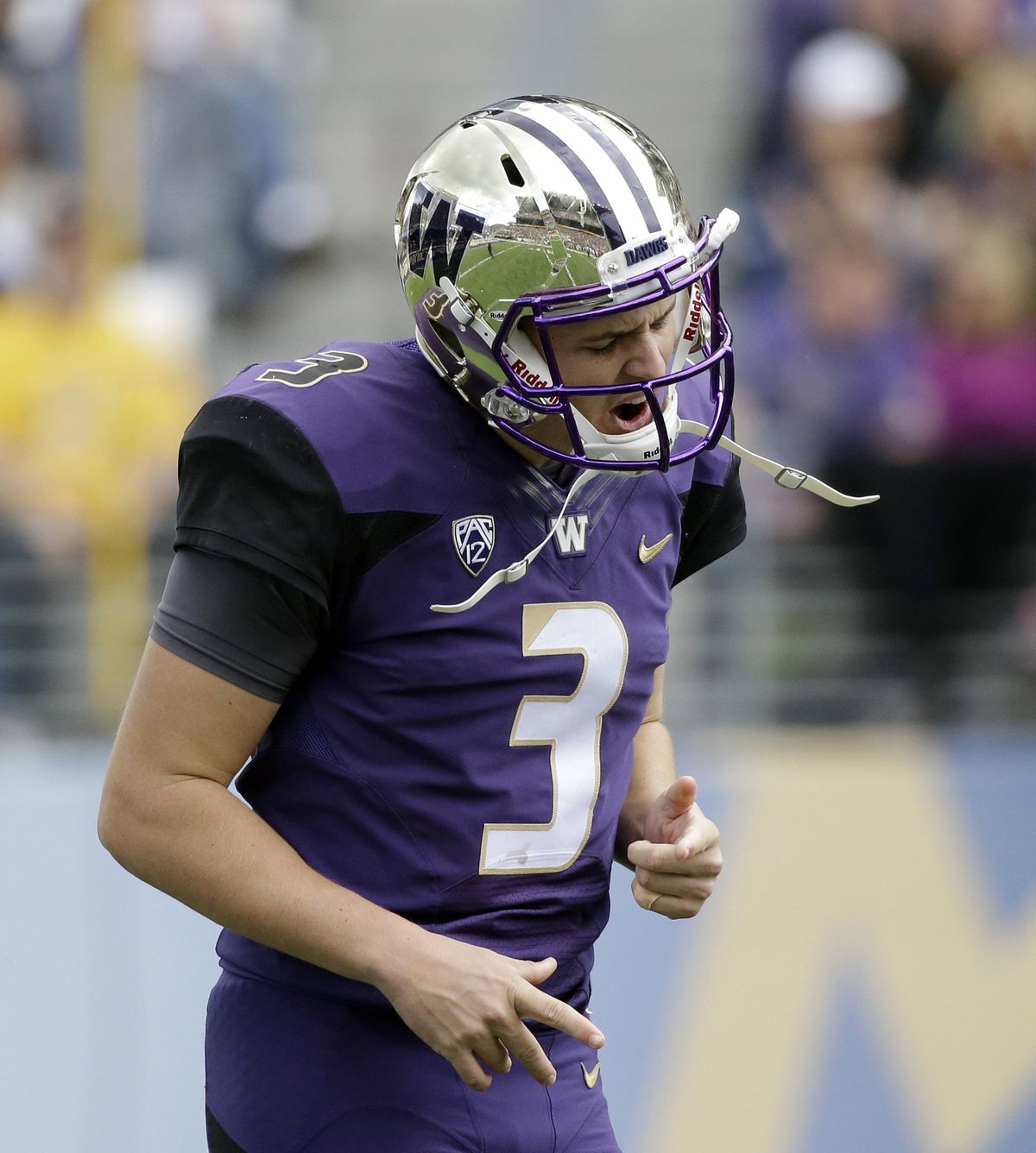 UW freshman Jake Browning was intercepted twice on Saturday, a far cry from his 3-TD performance last week. (Associated Press)