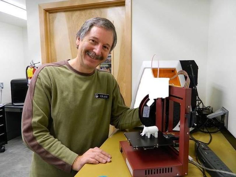 Craig Anderson, Boundary County Library director, demonstrates a 3D printer in the library’s “Fab Lab.” The Bonners Ferry library has been named the “best small library in America” for 2017 by Library Journal magazine. (Boundary County Library District)
