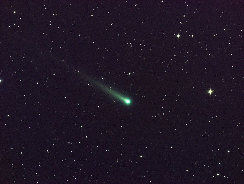 In this photo provided by NASA, Comet ISON shines in this five-minute exposure taken at NASA’s Marshall Space Flight Center on Nov. 8. At the time of this picture, Comet ISON was 97 million miles from Earth, heading toward a close encounter with the sun on Nov. 28. (Associated Press)