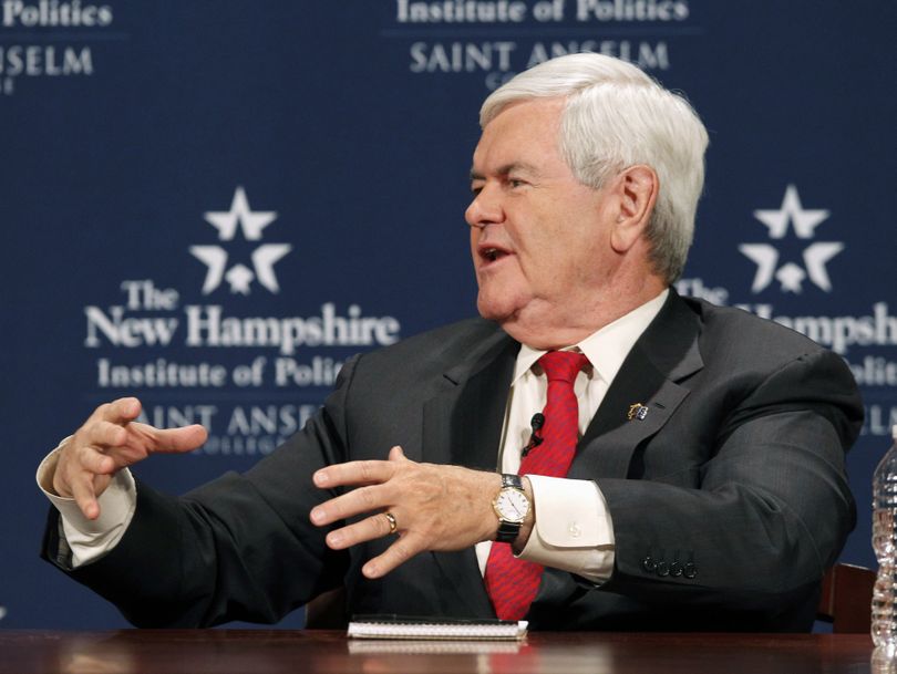 Republican presidential candidate Newt Gingrich gestures during a debate in Manchester, N.H., last week. (Associated Press)