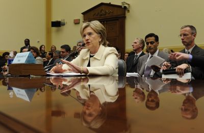 Secretary of State Hillary Clinton testifies on Capitol Hill on  Wednesday before the House Foreign Affairs Committee. (Associated Press / The Spokesman-Review)