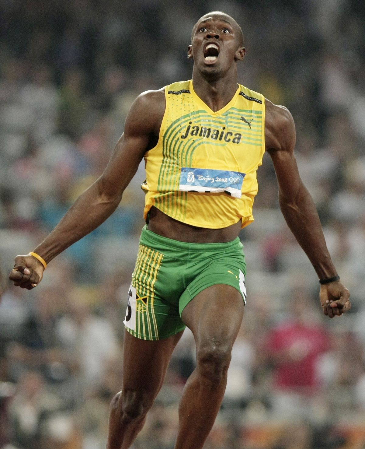 Jamaica’s Usain Bolt kept his eyes on the clock with his record-setting performance in the 200.  (Associated Press / The Spokesman-Review)