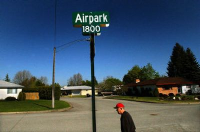 
Jim Nyborg strolls along Airpark Drive last week in the Spokane Valley neighborhood that once was part of Lemen Airpark. Nyborg''s original deed stated that the landowner could pull his plane right up to his house. 
 (Brian Plonka / The Spokesman-Review)
