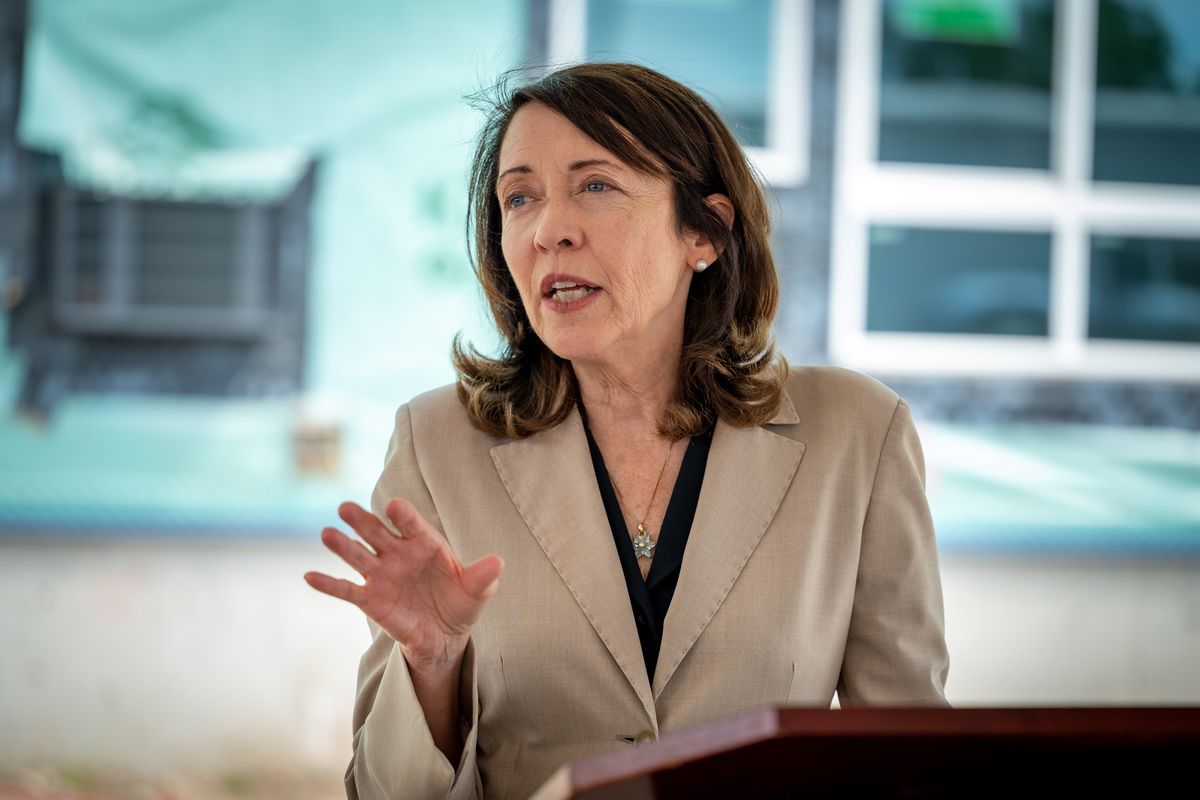 Sen. Maria Cantwell speaks July 1 in Spokane.  (COLIN MULVANY/THE SPOKESMAN-REVIEW)