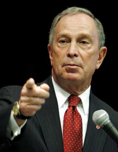 
New York Mayor Michael Bloomberg talks with reporters  in Los Angeles on Tuesday. Later Tuesday, Bloomberg left the Republican Party. Associated Press
 (Associated Press / The Spokesman-Review)