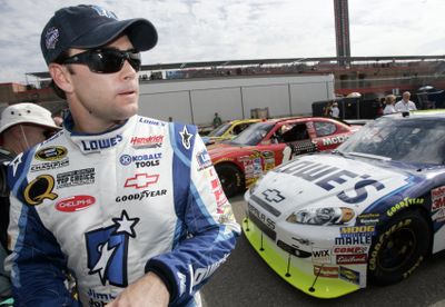 As the season winds down, NASCAR drivers are keeping their eyes on Jimmie Johnson, who won the pole for today’s Pepsi 500.  (Associated Press / The Spokesman-Review)