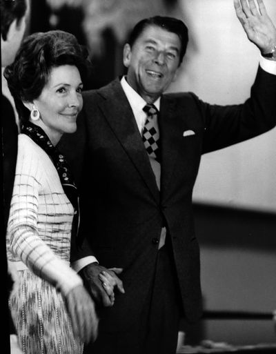 Nancy and Ronald Reagan in 1976 during their Spokane visit.  (The Spokesman-Review photo archive)