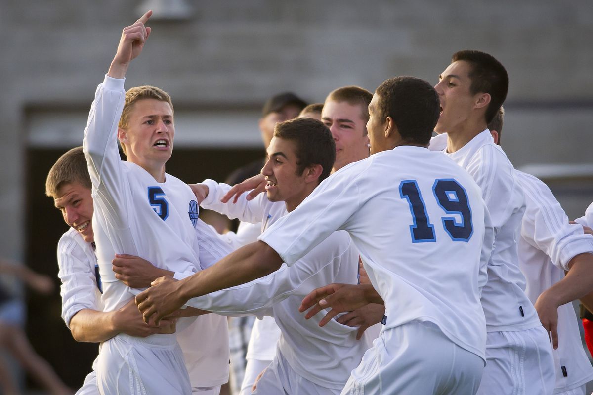 Central Valley celebrates its State 4A boys soccer first-round win on Tuesday (Colin Mulvany)